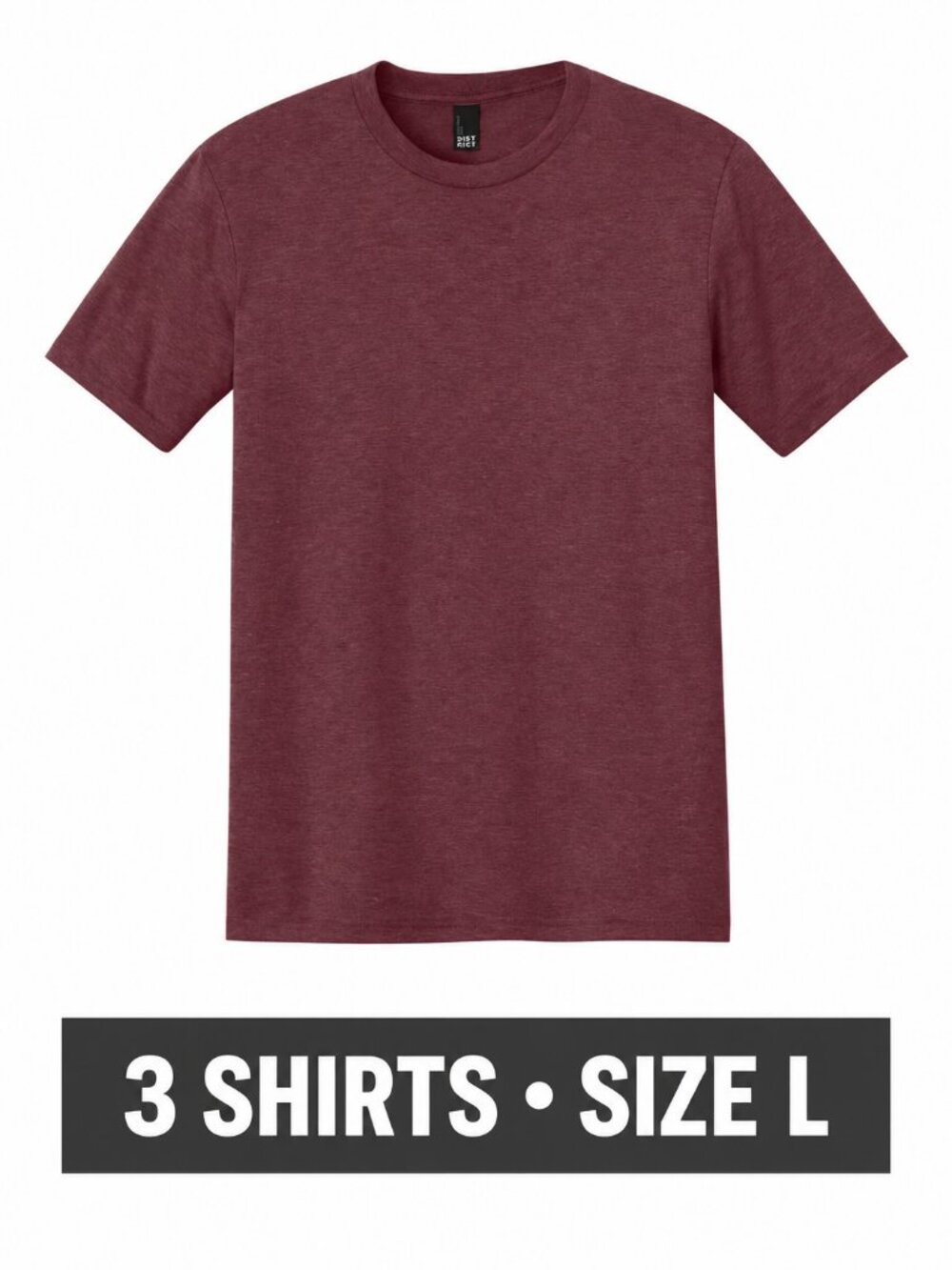 3 District Perfect Tri Tees Maroon Frost Large DM130 New